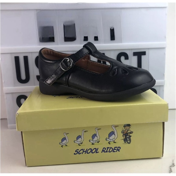 SCHOOL RIDER JACKIE School Shoes Girl Black Size 8 Metal pin closure - Picture 2 of 12